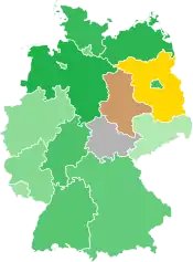 A coloured map of the states of Germany