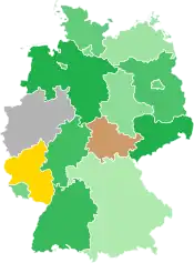 A coloured map of the states of Germany