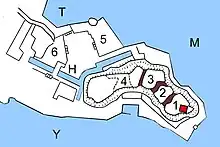 Detailed layout of Kitsuki Castle