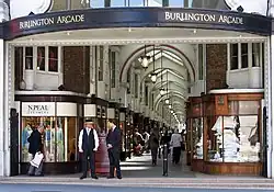 The north entrance to the Burlington Arcade