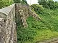 A surviving section of the walls at the northern corner of the barracks, as viewed from the Cavalry Street bridge.