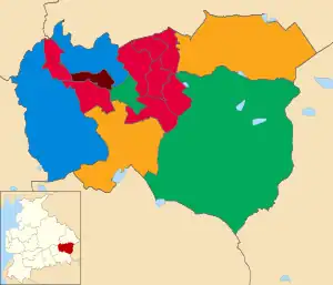 2022  Labour Party (UK): 8   Conservative Party (UK): 2   Liberal Democrats (UK): 2   Green Party of England and Wales: 2   Burnley and Padiham Independent Party: 1