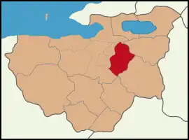 Map showing Kestel District in Bursa Province