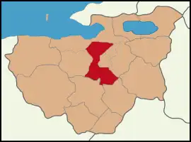 Map showing Osmangazi District in Bursa Province