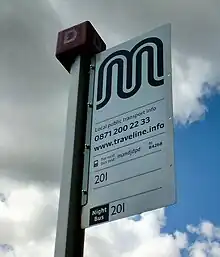 Image 31A bus stop in Denton bearing the logo of Transport for Greater Manchester (TfGM). TfGM is a functional executive body of the Greater Manchester Combined Authority and has responsibilities for public transport in Greater Manchester. (from Greater Manchester)