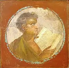 Image 6Roman portraiture fresco of a young man with a papyrus scroll, from Herculaneum, 1st century AD (from Culture of ancient Rome)