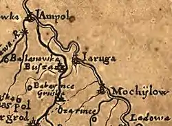 Beauplan's map from 1648. South is up, north is down, the river is the Dniester.