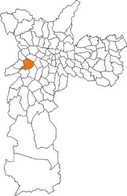 The location of Butantã district in São Paulo