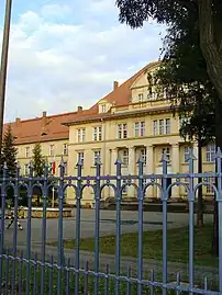 View with the cast-iron fence