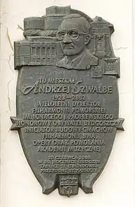 Commemorative plaque at 75, Dworcowa Street, Bydgoszcz