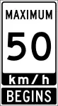 Speed limit change sign in Ontario