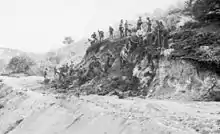 CCC workers with picks and shovels building road in Utah between Milford and Beaver