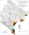 Percent of Albanians by settlements, 1981.