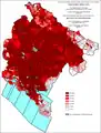 Share of Montenegrins in Montenegro by settlements 1991