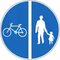 2.63 Segregated and mandatory bicycle lane on the left and pedestrian lane on the right