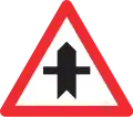 3.05 Crossing with a road without priority ahead (indicates priority on non-principal roads only; see also 6.12–6.17)