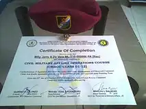 CMAOC maroon berret, CMO badge and certificate