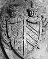 Coat of arms of József Mesko de Széplak, former owner of the manor house, tomb at Krásna cemetery