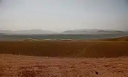 The now closed Georgian ISAF Combat Outpost Shukvani in Helmand province, Afghanistan, which sits on a plateau overlooking the city of Sangin.