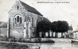 An old postcard view of the church in Audeville