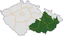 Map indicating the extent of Moravia within the Czech Republic