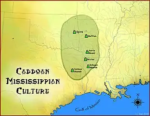 Image 12Map of the Caddoan Mississippian culture and some important sites (from History of Louisiana)