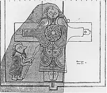 19th century drawing of a crucifixion scene from a cross on the Calf of Man