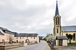 Main street of the village of Calmus in Luxembourg