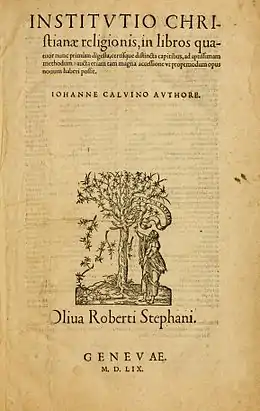 Image 11Cover of Calvin's magnum opus, Institutes of the Christian Religion, published in 1536 (from Calvinism)