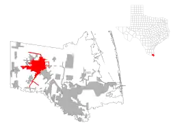 Location in Cameron County and the state of Texas