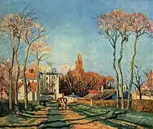 Entrée du village de Voisins by Camille Pissarro, 1872