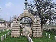 The Confederate Soldier Memorial before vandals broke off the statue at the top in 2017