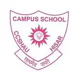 Maroon logo with white background