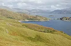 Camus Ghaoideil: Looking east from the slopes of Doire Fhada towards Ghaoideil and Loch Nan Uamh