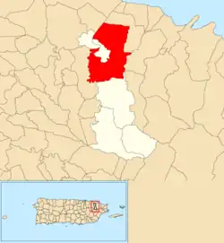 Location of Canóvanas within the municipality of Canóvanas shown in red