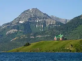 View from Waterton Lake of Mount Richards