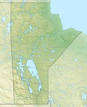 Location of the lake in Manitoba.