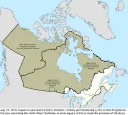 Map of the change to Canada on July 15, 1870