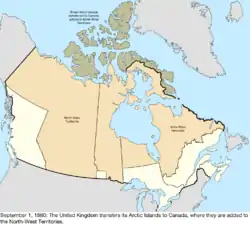 Map of the change to Canada on September 1, 1880