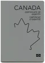 Cover of a Canadian Certificate of Identity. Which is distributed as an e-Passport