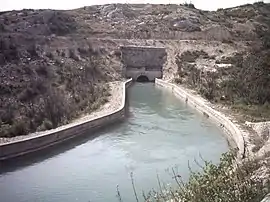 The Canal de Marseille enters a tunnel near Coudoux