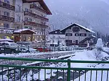 Winter scene in an alpine village