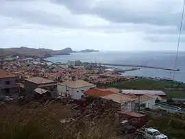 The central part of the urbanized portion of the parish of Caniçal, with the Ponta de São Lourenço in the distance