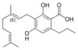 Chemical structure of cannabigerovarinic acid A.