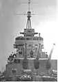 Front view, close-up main gun turrets