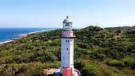 Close-up, top view of Cape Bojeador Lighthouse