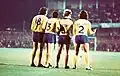 Cape Town City forms a wall, consisting of Geoff Hurst, Ken Scott, Willy Hunter and Terry Gulliver