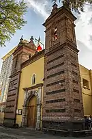 Baroque brick Parish of San Sebastián Mártir, Xoco in Mexico City, was completed in 1663