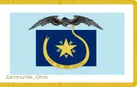 Burroughs' Ohio FlagThis flag emblazoned with the American bald eagle and the white Texas star on a blue field of the Zavala Flag imposed in the background design was used by Captain George H. Burroughs and his Zanesville, Ohio militia company flew at the Battle of San Jacinto on April 21, 1836.