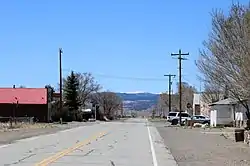 Looking west on Colorado State Highway 15 in Capulin.